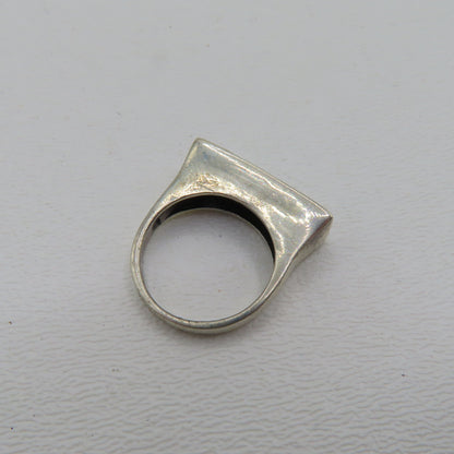 Sterling Silver 925 Modernist Turquoise Multi Gemstone Inlay Ring Size 5 4.7g