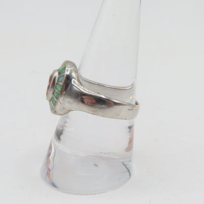 Sterling Silver 925 Pink Tourmaline Opal Halo Ring Size 8.5 6.5g