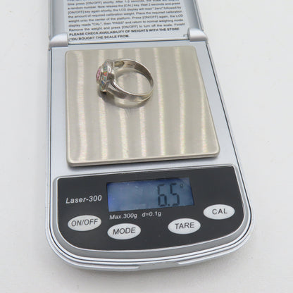 Sterling Silver 925 Pink Tourmaline Opal Halo Ring Size 8.5 6.5g