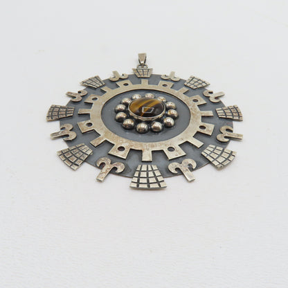 Iguala FCR Sterling Silver 925 Tigers Eye Pendant Mexico 4" 48.3g