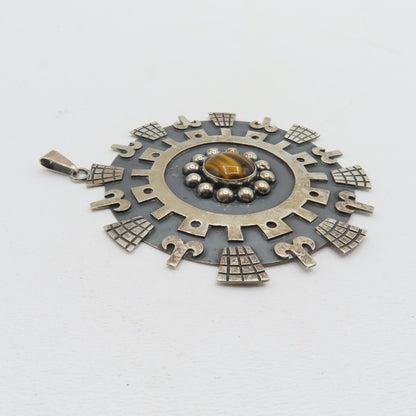 Iguala FCR Sterling Silver 925 Tigers Eye Pendant Mexico 4" 48.3g