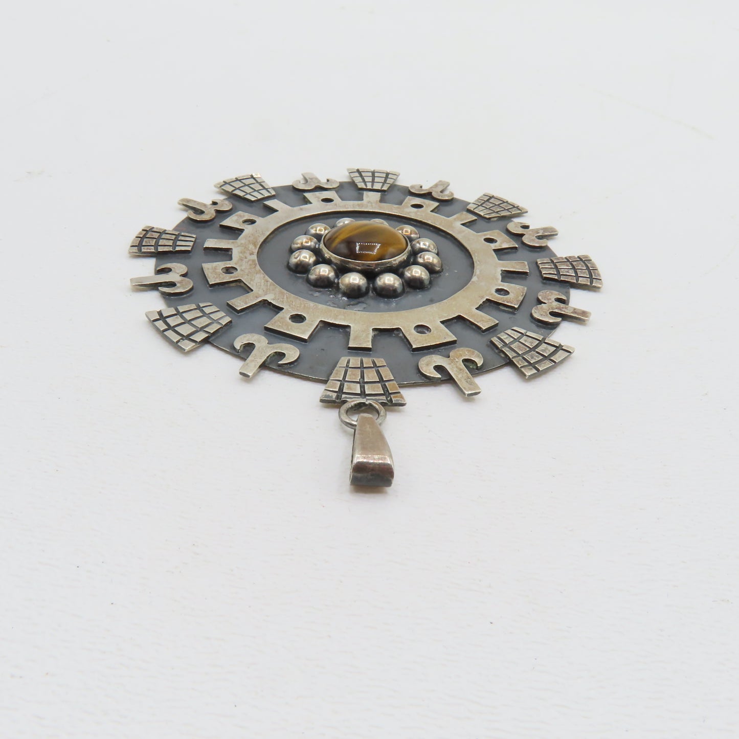 Iguala FCR Sterling Silver 925 Tigers Eye Pendant Mexico 4" 48.3g