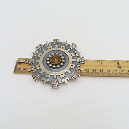 Iguala FCR Sterling Silver 925 Tigers Eye Pendant Mexico 4" 48.3g