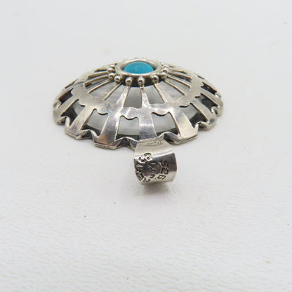 Sterling Silver 925 Mexico Turquoise Southwest Pendant 2.75" 14.4g