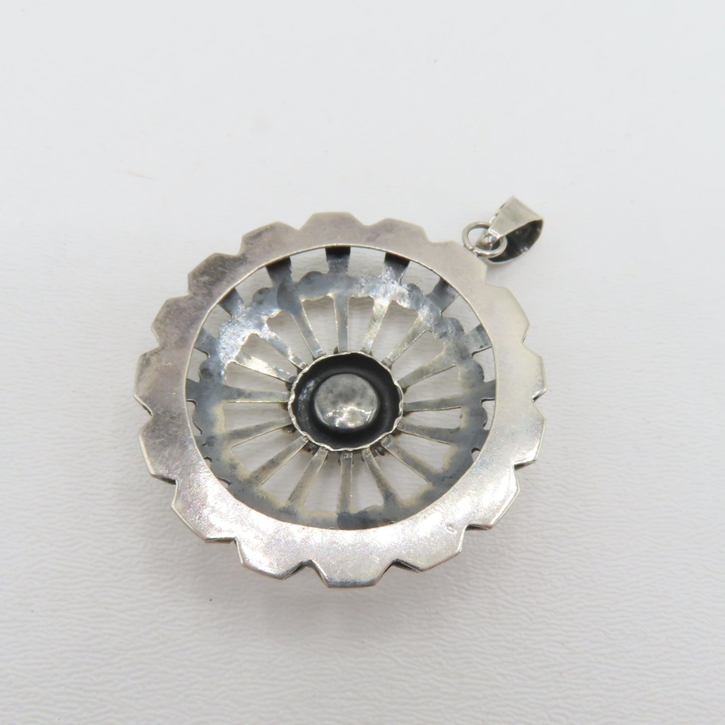 Sterling Silver 925 Mexico Turquoise Southwest Pendant 2.75" 14.4g