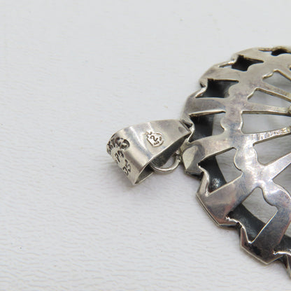 Sterling Silver 925 Mexico Turquoise Southwest Pendant 2.75" 14.4g