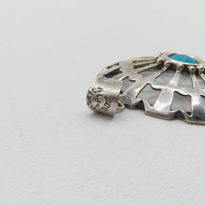 Sterling Silver 925 Mexico Turquoise Southwest Pendant 2.75" 14.4g
