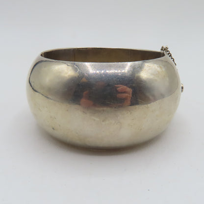 Sterling Silver 925 Taxco Mexico Chunky Hinged Bangle 38mm Bracelet TM-80 8" 106.6g