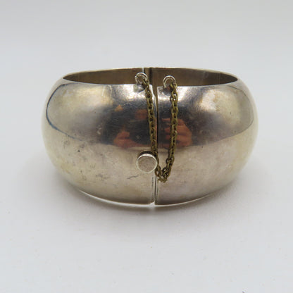 Sterling Silver 925 Taxco Mexico Chunky Hinged Bangle 38mm Bracelet TM-80 8" 106.6g