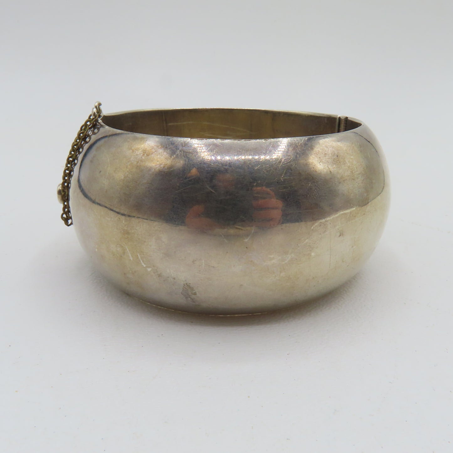 Sterling Silver 925 Taxco Mexico Chunky Hinged Bangle 38mm Bracelet TM-80 8" 106.6g