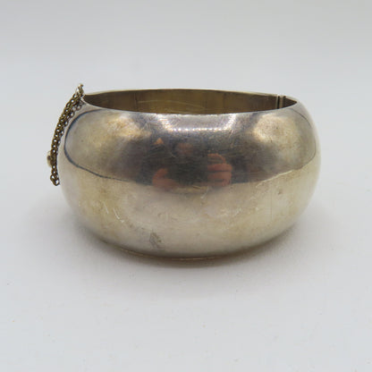 Sterling Silver 925 Taxco Mexico Chunky Hinged Bangle 38mm Bracelet TM-80 8" 106.6g