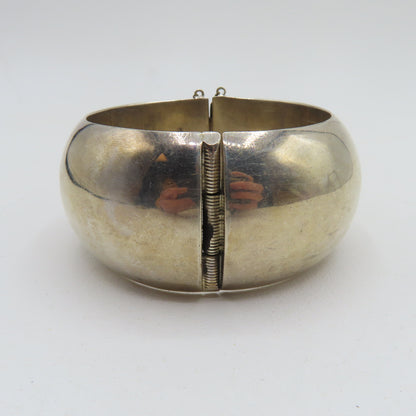 Sterling Silver 925 Taxco Mexico Chunky Hinged Bangle 38mm Bracelet TM-80 8" 106.6g