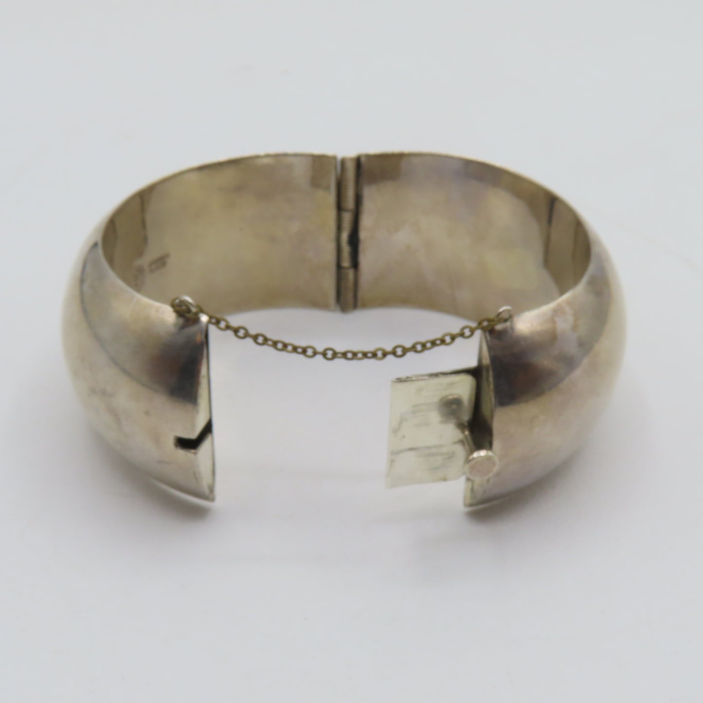 Sterling Silver 925 Taxco Mexico Chunky Hinged Bangle 38mm Bracelet TM-80 8" 106.6g