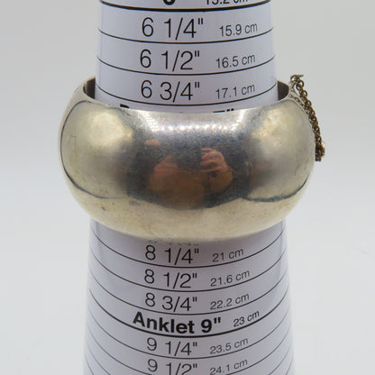 Sterling Silver 925 Taxco Mexico Chunky Hinged Bangle 38mm Bracelet TM-80 8" 106.6g