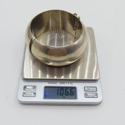 Sterling Silver 925 Taxco Mexico Chunky Hinged Bangle 38mm Bracelet TM-80 8" 106.6g