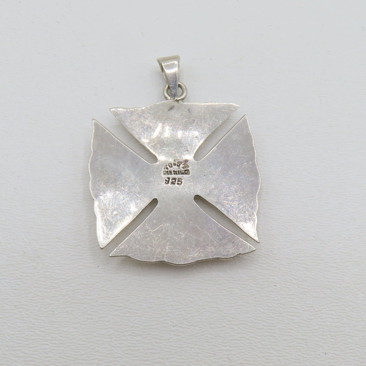 Sterling Silver 925 Taxco Mexico Multi Gemstone Cross Pendant TO-57 13.7g 2-3/8"