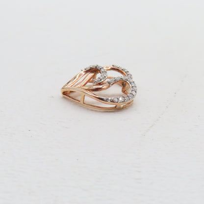 10K Rose Gold Double Open Heart Diamond Pendant 3/4" 1.6g
