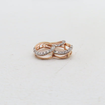 10K Rose Gold Double Open Heart Diamond Pendant 3/4" 1.6g