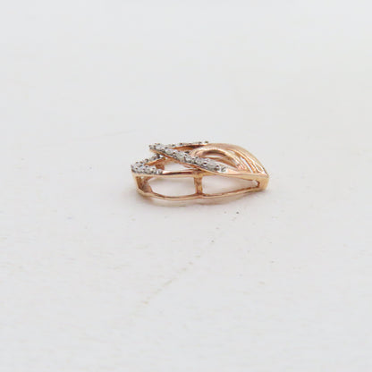 10K Rose Gold Double Open Heart Diamond Pendant 3/4" 1.6g