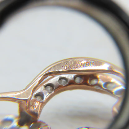 10K Rose Gold Double Open Heart Diamond Pendant 3/4" 1.6g
