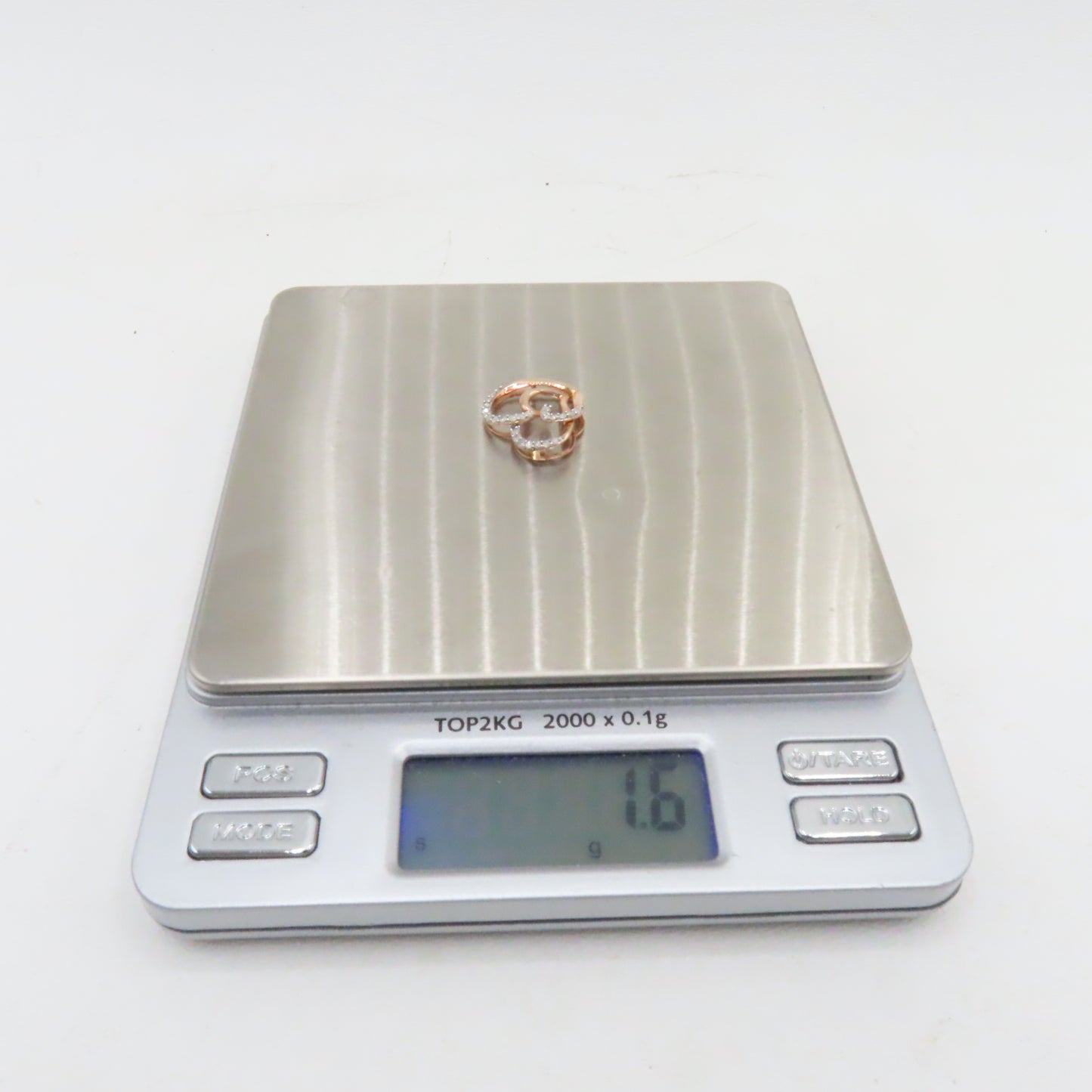 10K Rose Gold Double Open Heart Diamond Pendant 3/4" 1.6g