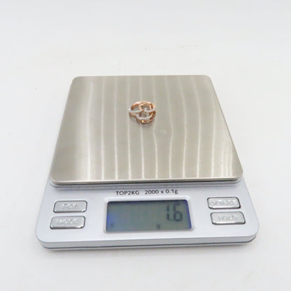 10K Rose Gold Double Open Heart Diamond Pendant 3/4" 1.6g