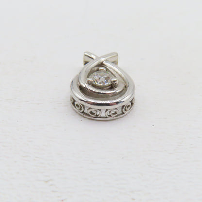 14K White Gold 1/2CT Round Diamond Love Knot Pendant 3/4" 2.9g