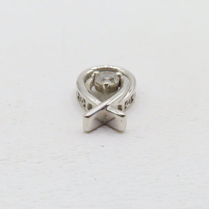 14K White Gold 1/2CT Round Diamond Love Knot Pendant 3/4" 2.9g