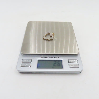 10K Two Tone Gold Open Heart Diamond Pendant 1" 2.6g