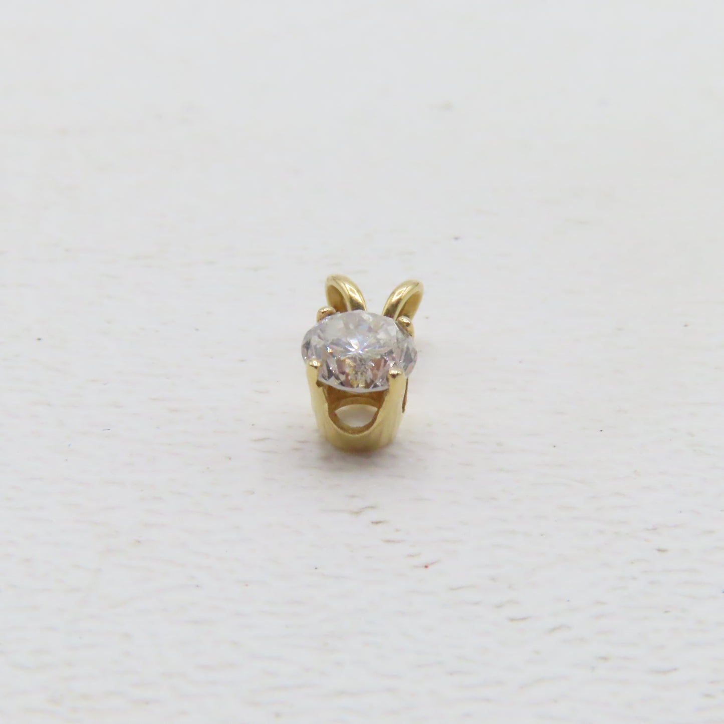 14K Yellow Gold Round Diamond Solitaire Pendant 3/8" .3g