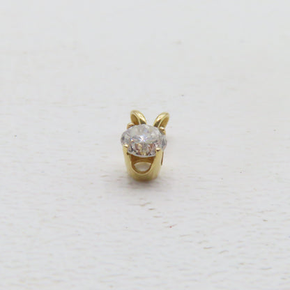 14K Yellow Gold Round Diamond Solitaire Pendant 3/8" .3g