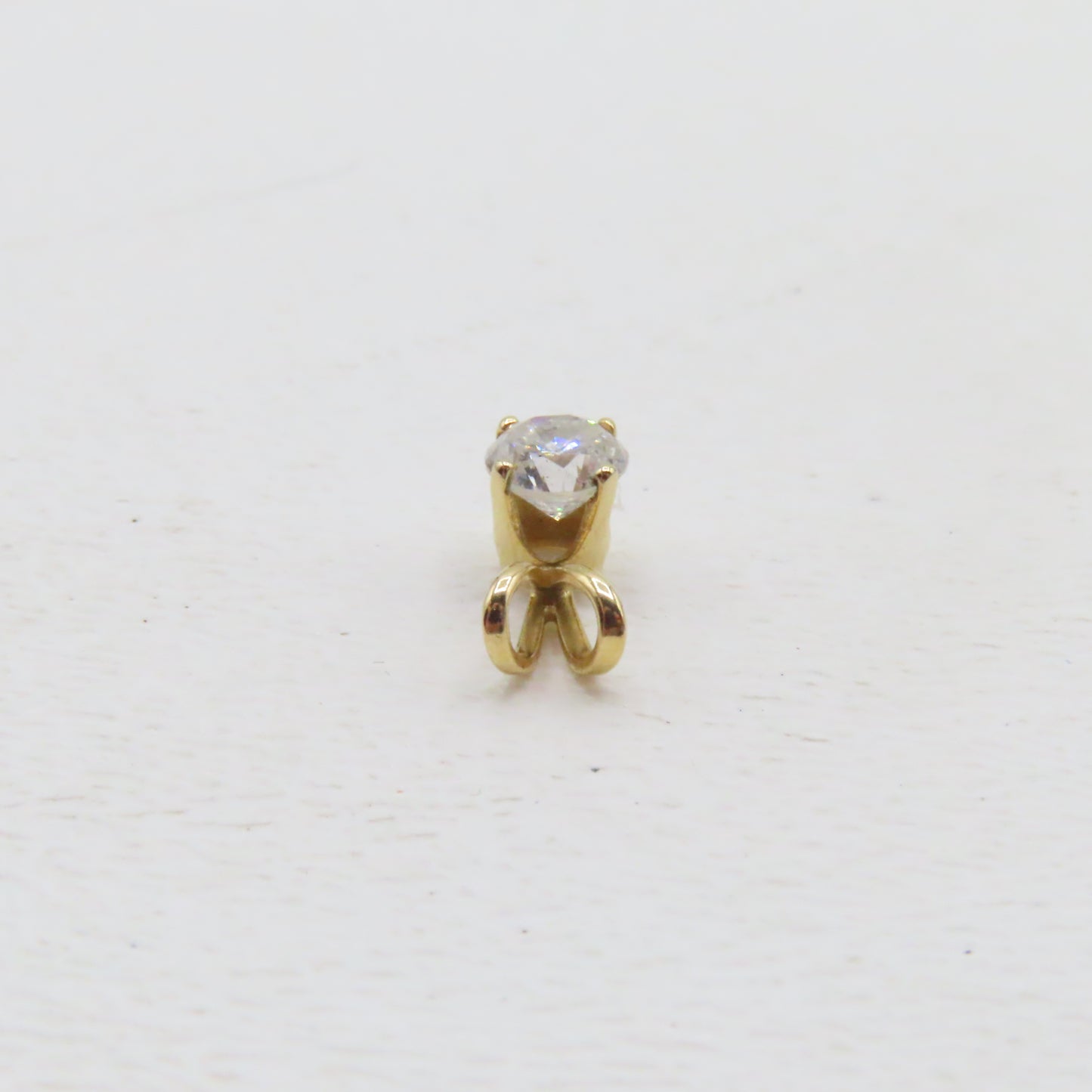 14K Yellow Gold Round Diamond Solitaire Pendant 3/8" .3g