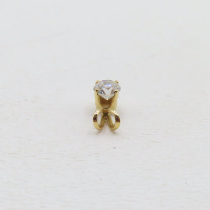 14K Yellow Gold Round Diamond Solitaire Pendant 3/8" .3g