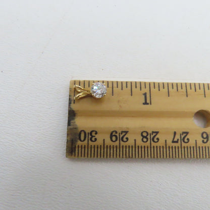 14K Yellow Gold Round Diamond Solitaire Pendant 3/8" .3g