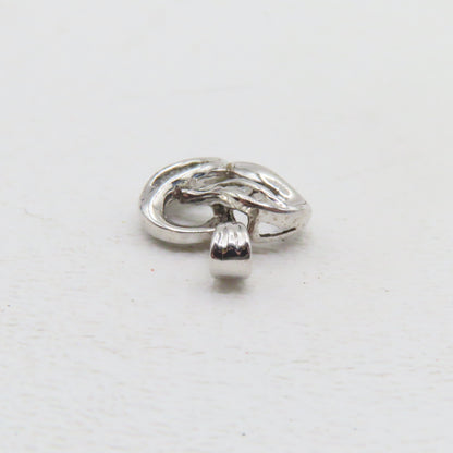 10K White Gold Open Heart Diamond Inlay Pendant 3/4" 1.7g
