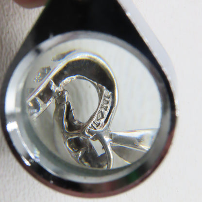 10K White Gold Open Heart Diamond Inlay Pendant 3/4" 1.7g