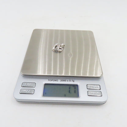 10K White Gold Open Heart Diamond Inlay Pendant 3/4" 1.7g