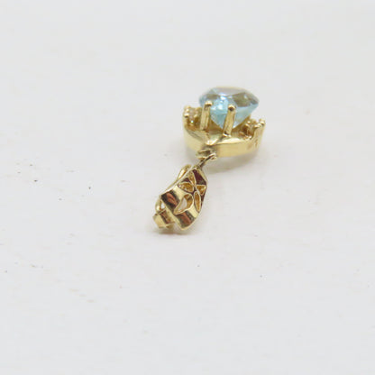 14K Yellow Gold Pear Shaped Blue Topaz Hinged Bail Pendant 1" 2.1g
