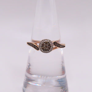 10K Rose Gold Champagne and White Diamond Cluster Ring Size 7 1.9g