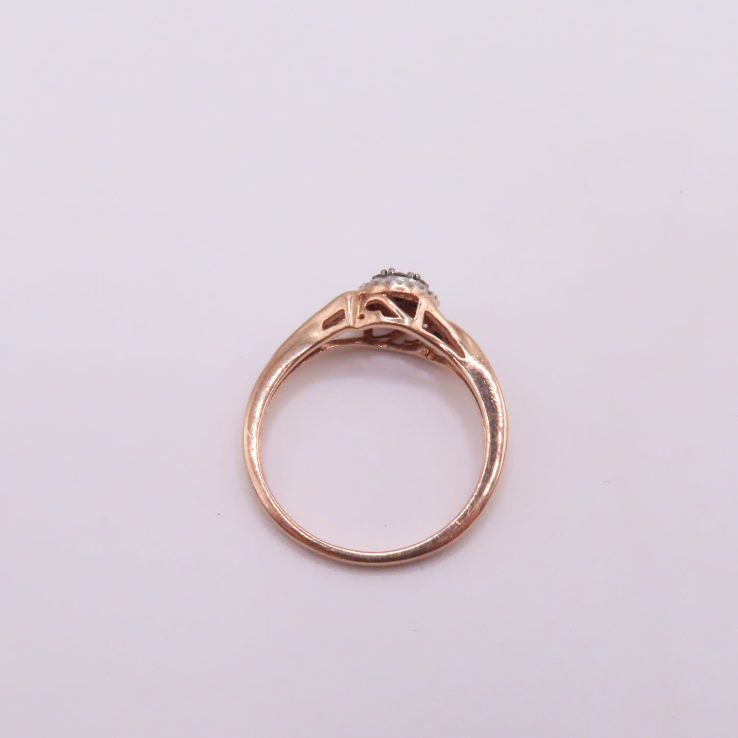 10K Rose Gold Champagne and White Diamond Cluster Ring Size 7 1.9g