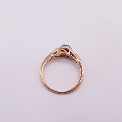 10K Rose Gold Champagne and White Diamond Cluster Ring Size 7 1.9g