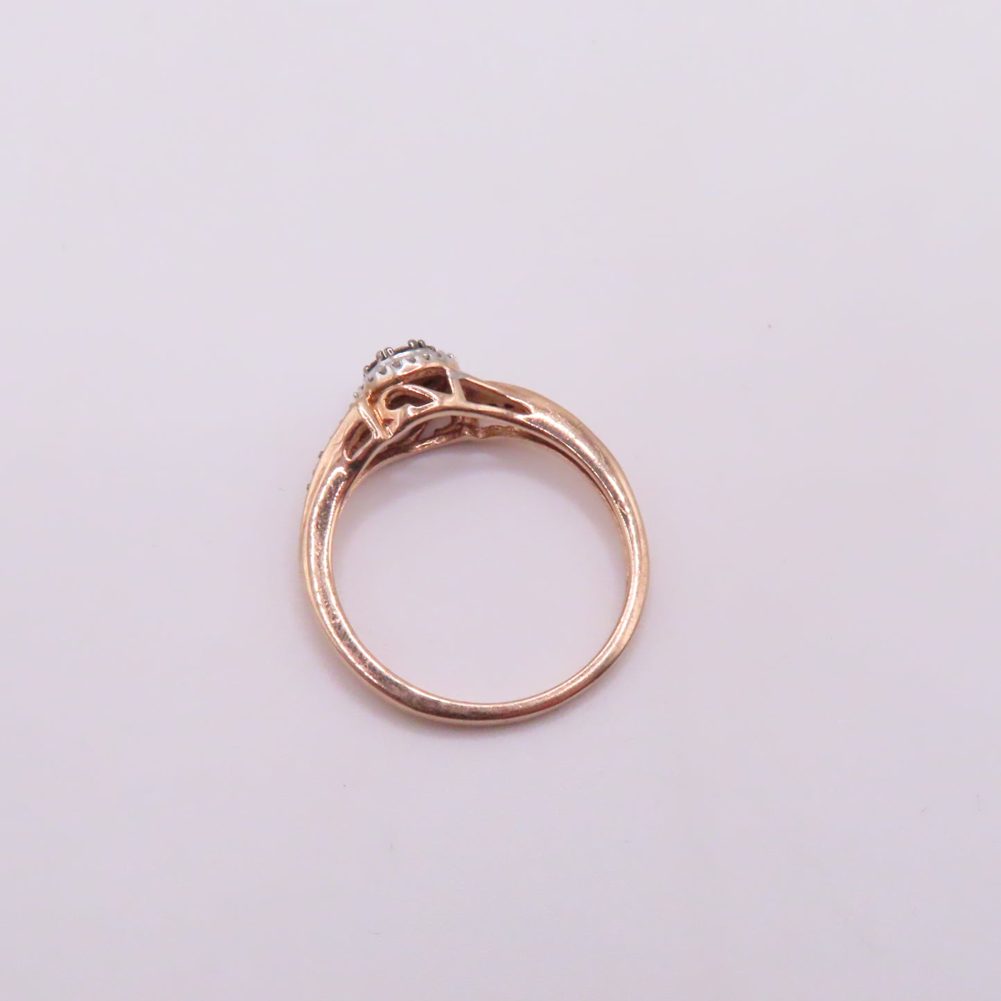 10K Rose Gold Champagne and White Diamond Cluster Ring Size 7 1.9g