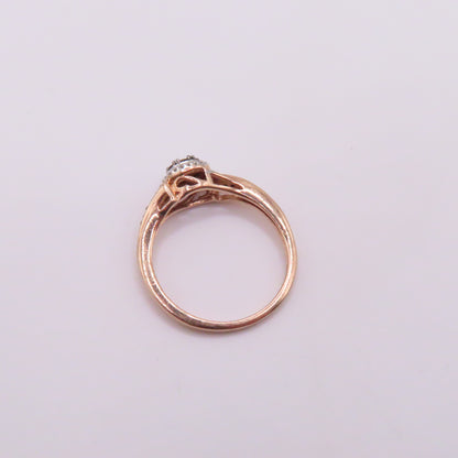 10K Rose Gold Champagne and White Diamond Cluster Ring Size 7 1.9g