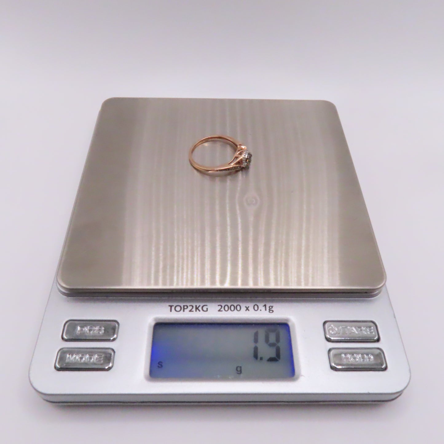 10K Rose Gold Champagne and White Diamond Cluster Ring Size 7 1.9g