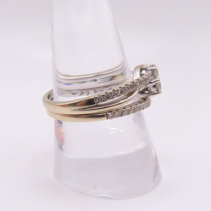 14K White Gold "Ever Us" Round Cut Diamond Two Stone Bridal Wedding Set Size 9.5 6.6g