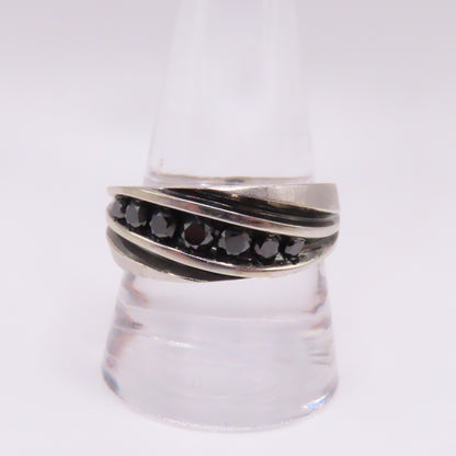 10K White Gold Black Moissanite Channel Band Ring Size 10.5 5.7g 8.7mm