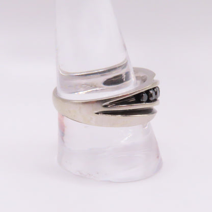 10K White Gold Black Moissanite Channel Band Ring Size 10.5 5.7g 8.7mm
