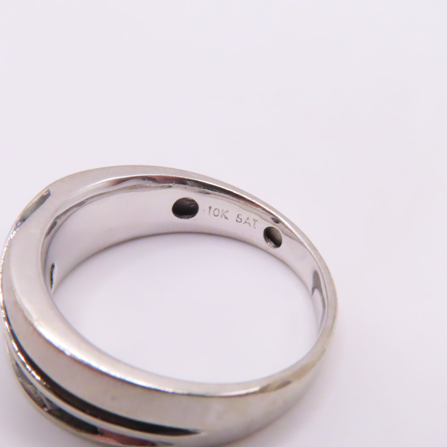 10K White Gold Black Moissanite Channel Band Ring Size 10.5 5.7g 8.7mm