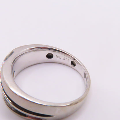 10K White Gold Black Moissanite Channel Band Ring Size 10.5 5.7g 8.7mm