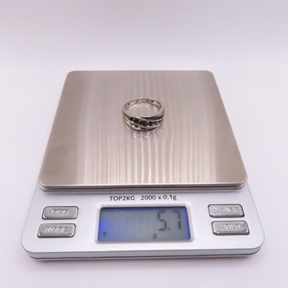 10K White Gold Black Moissanite Channel Band Ring Size 10.5 5.7g 8.7mm